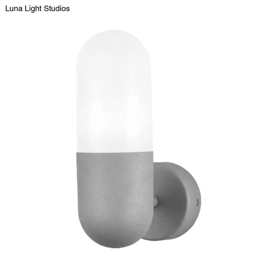 Postmodern Metal Wall Sconce Light: Capsule Design 1-Light Black/Gray/White Bedroom Décor