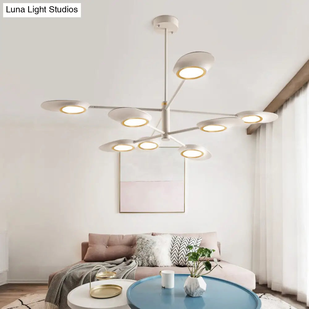 Postmodern Metallic Led Chandelier Pendant Light - Radiant Burst Design For Living Room 8 / White