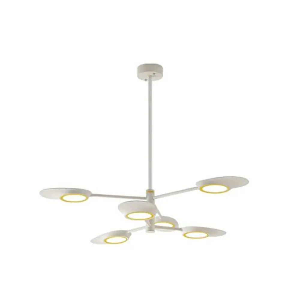 Postmodern Metallic Led Chandelier Pendant Light - Radiant Burst Design For Living Room 6 / White