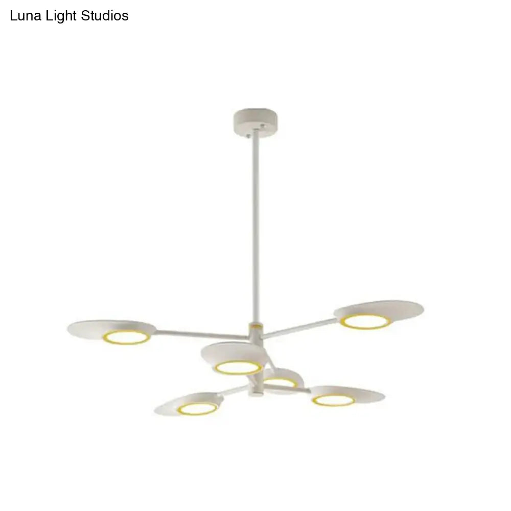 Postmodern Metallic Led Chandelier Pendant Light - Radiant Burst Design For Living Room 6 / White