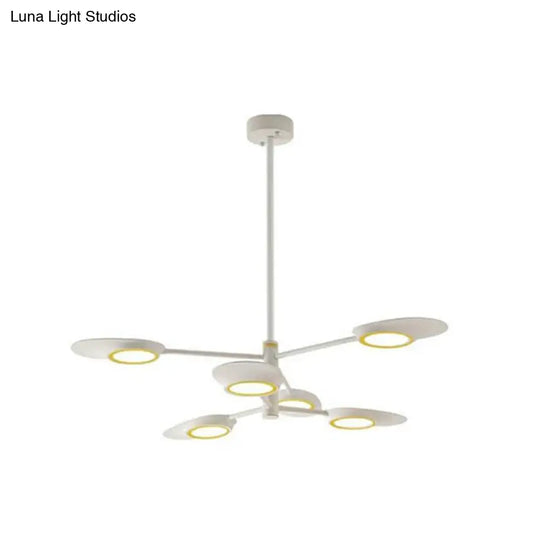 Postmodern Metallic Led Chandelier Pendant Light - Radiant Burst Design For Living Room 6 / White