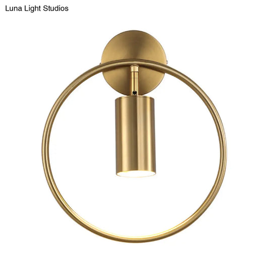 Postmodern Metallic Wall Mount Sconce Light With Halo Ring - 1 Head Bedside Solution