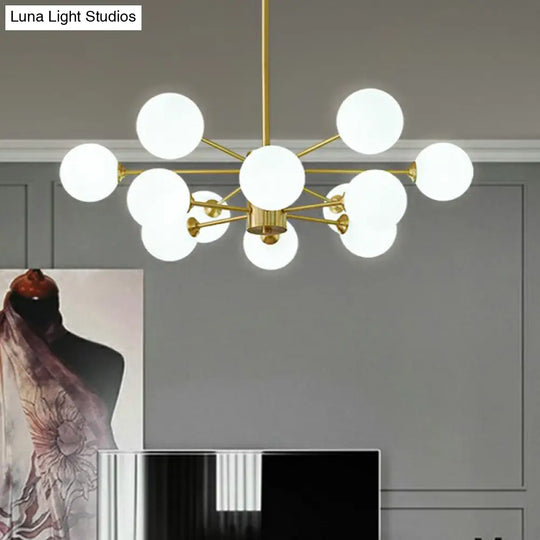 Postmodern Milk Glass Pendant Light - Gold Parlor Ceiling Chandelier