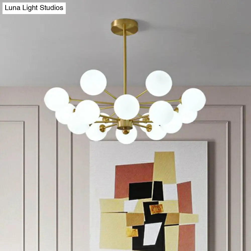 Postmodern Milk Glass Pendant Light - Gold Parlor Ceiling Chandelier