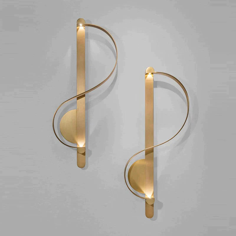 Postmodern Minimalist Creative S-Shaped Copper Wall Lamp Lamps