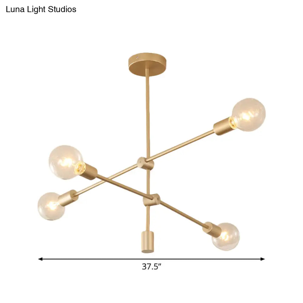 Postmodern Mobile Arm Metal Drop Lamp: 2/3-Tier Gold 4/5/7-Light Hanging Chandelier For Table