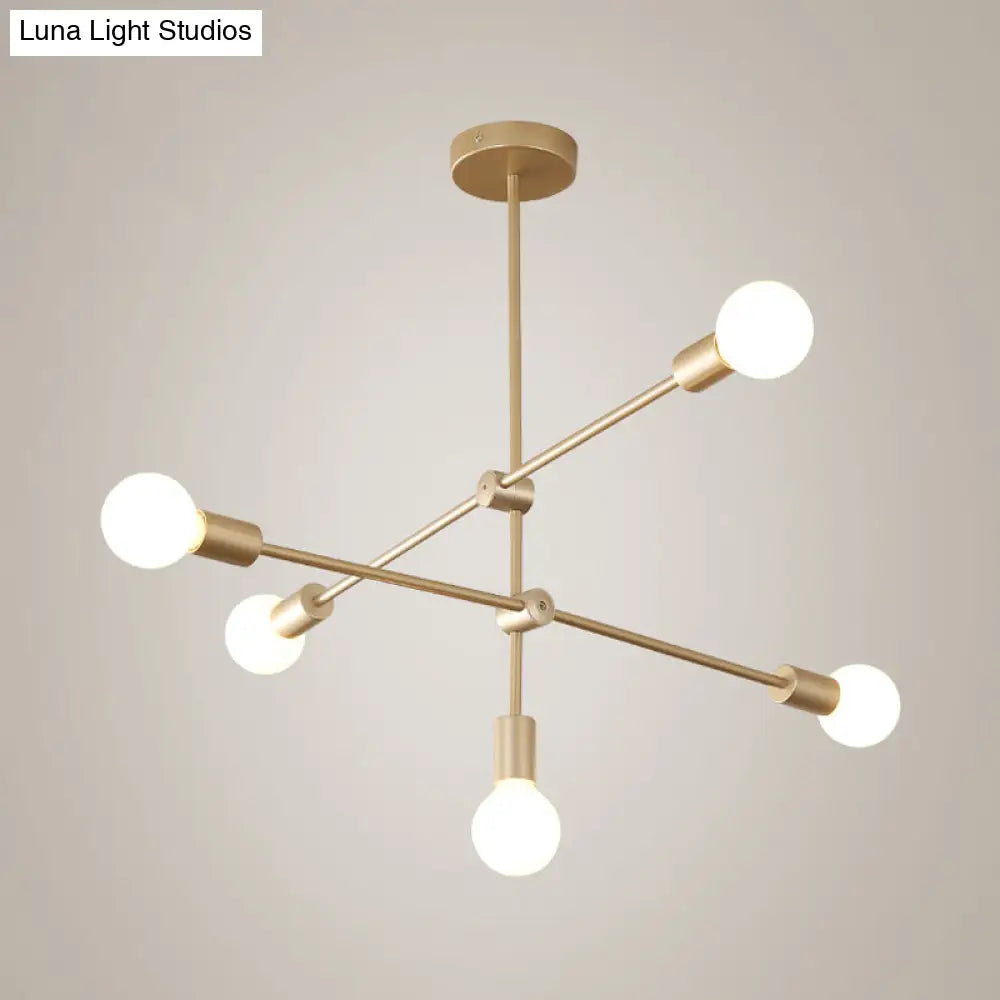 Postmodern Mobile Arm Metal Drop Lamp: 2/3-Tier Gold 4/5/7-Light Hanging Chandelier For Table