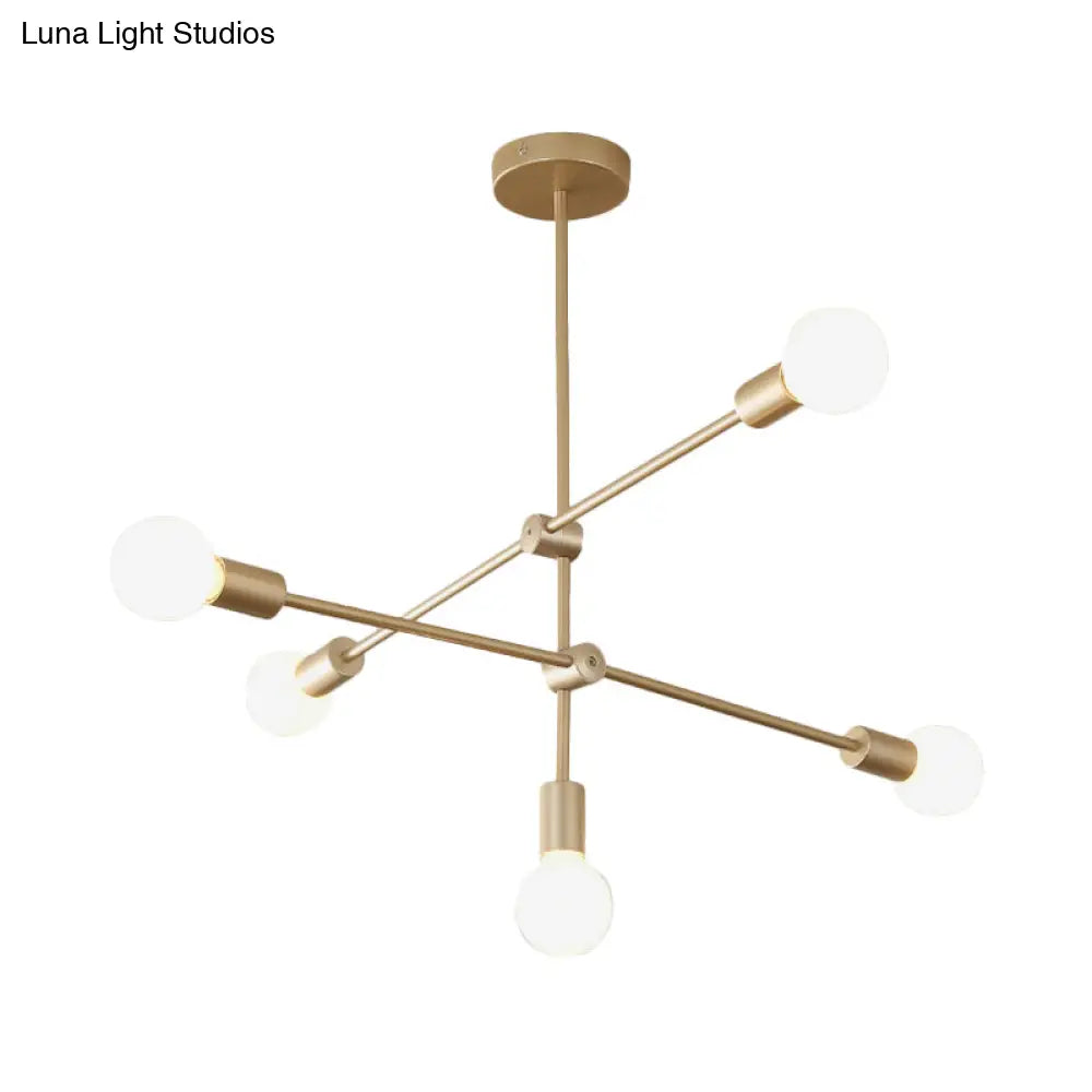 Postmodern Mobile Arm Metal Drop Lamp: 2/3-Tier Gold 4/5/7-Light Hanging Chandelier For Table