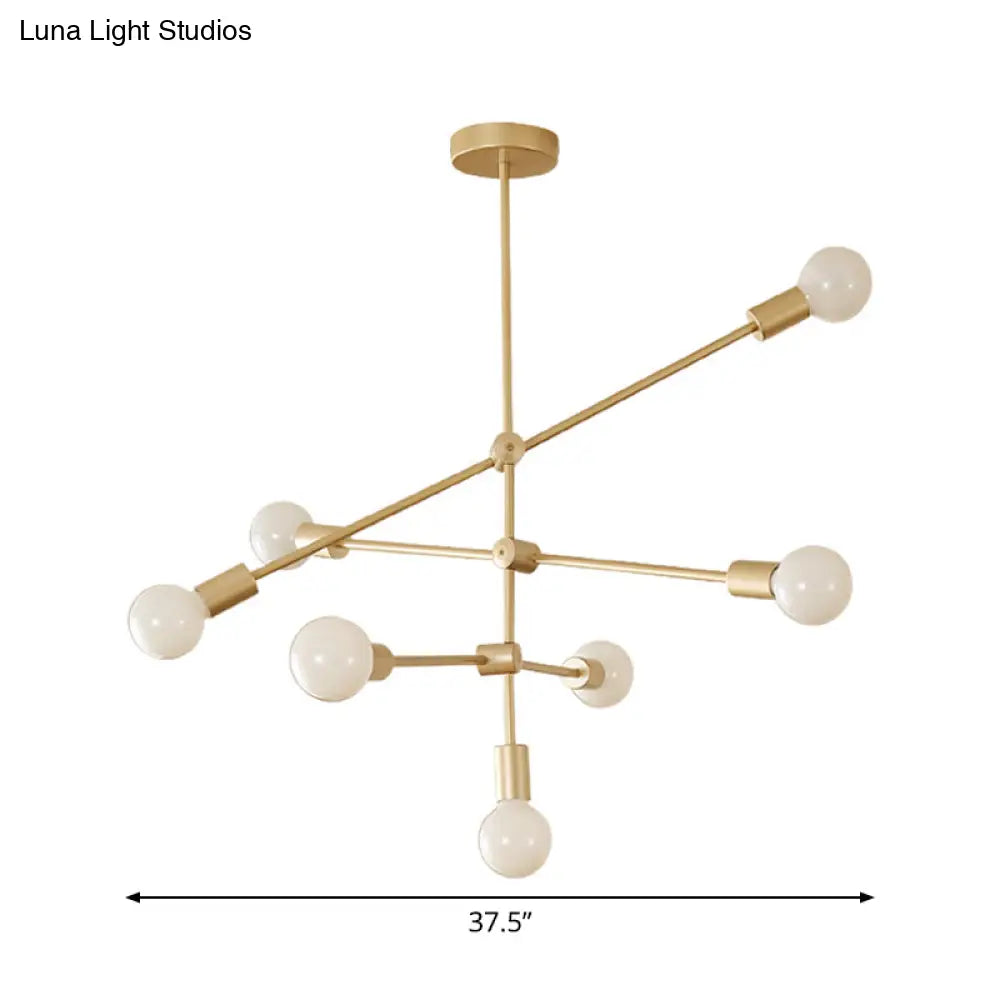 Postmodern Mobile Arm Metal Drop Lamp: 2/3-Tier Gold 4/5/7-Light Hanging Chandelier For Table