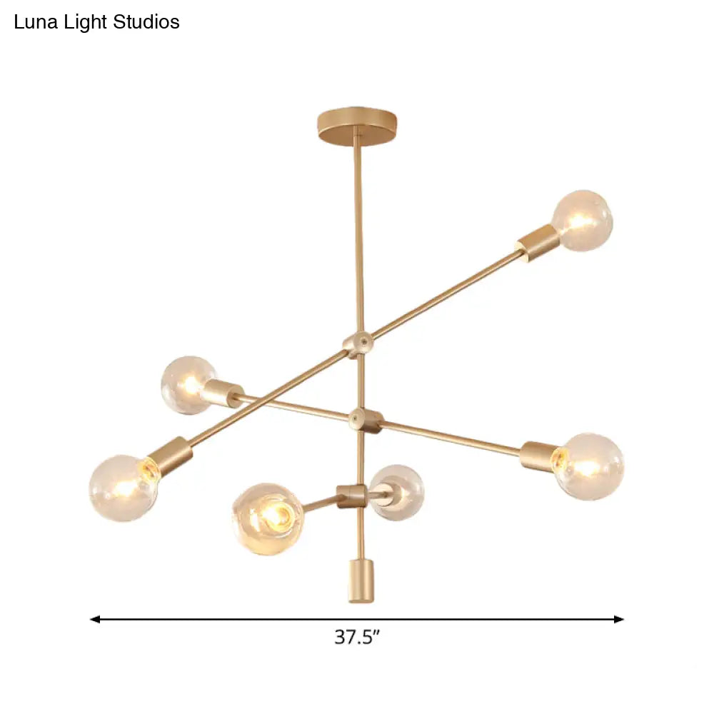 Postmodern Mobile Arm Metal Drop Lamp: 2/3-Tier Gold 4/5/7-Light Hanging Chandelier For Table