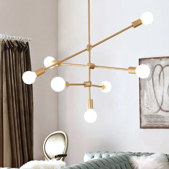 Postmodern Mobile Arm Metal Drop Lamp: 2/3-Tier Gold 4/5/7-Light Hanging Chandelier For Table 7 /