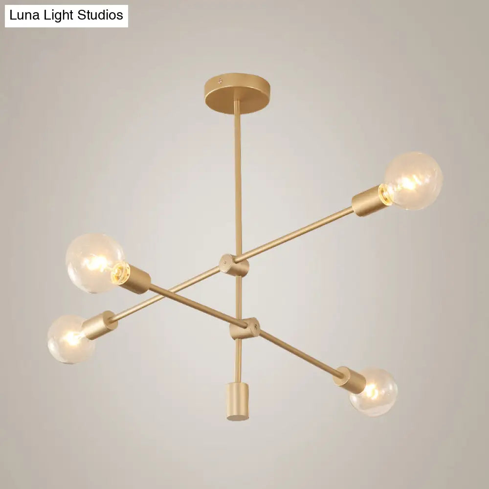 Postmodern Mobile Arm Metal Drop Lamp: 2/3-Tier Gold 4/5/7-Light Hanging Chandelier For Table