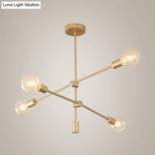 Postmodern Mobile Arm Metal Drop Lamp: 2/3-Tier Gold 4/5/7-Light Hanging Chandelier For Table