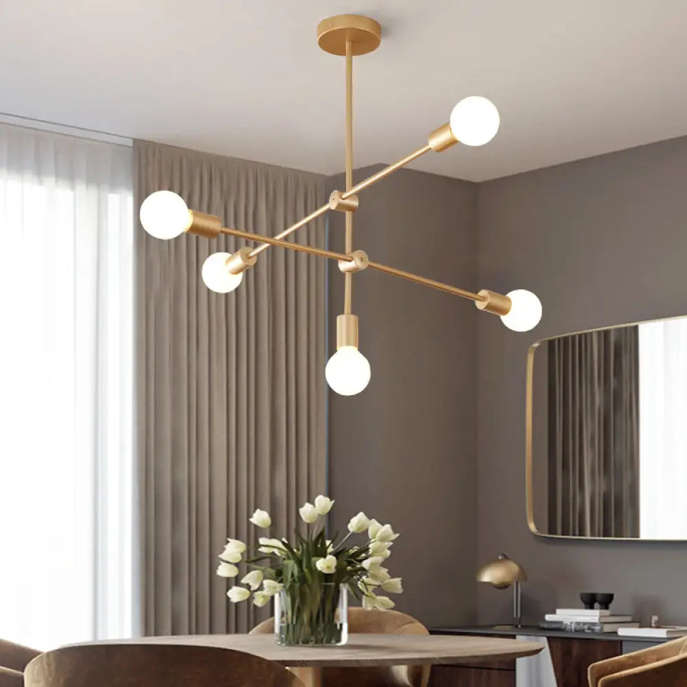 Postmodern Mobile Arm Metal Drop Lamp: 2/3-Tier Gold 4/5/7-Light Hanging Chandelier For Table 5 /