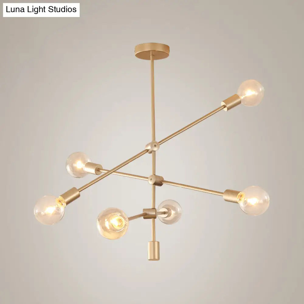 Postmodern Mobile Arm Metal Drop Lamp: 2/3-Tier Gold 4/5/7-Light Hanging Chandelier For Table