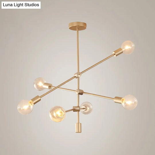 Postmodern Mobile Arm Metal Drop Lamp: 2/3-Tier Gold 4/5/7-Light Hanging Chandelier For Table