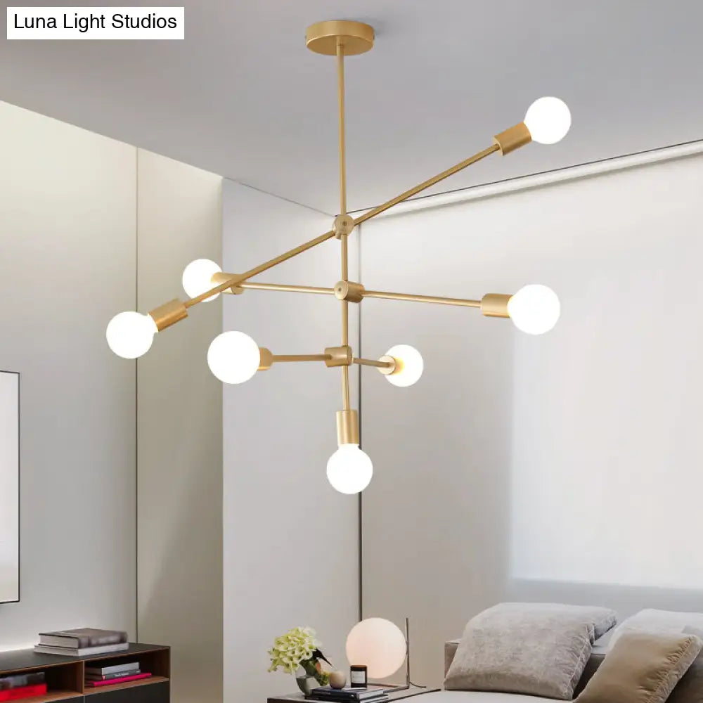 Postmodern Mobile Arm Metal Drop Lamp: 2/3-Tier Gold 4/5/7-Light Hanging Chandelier For Table