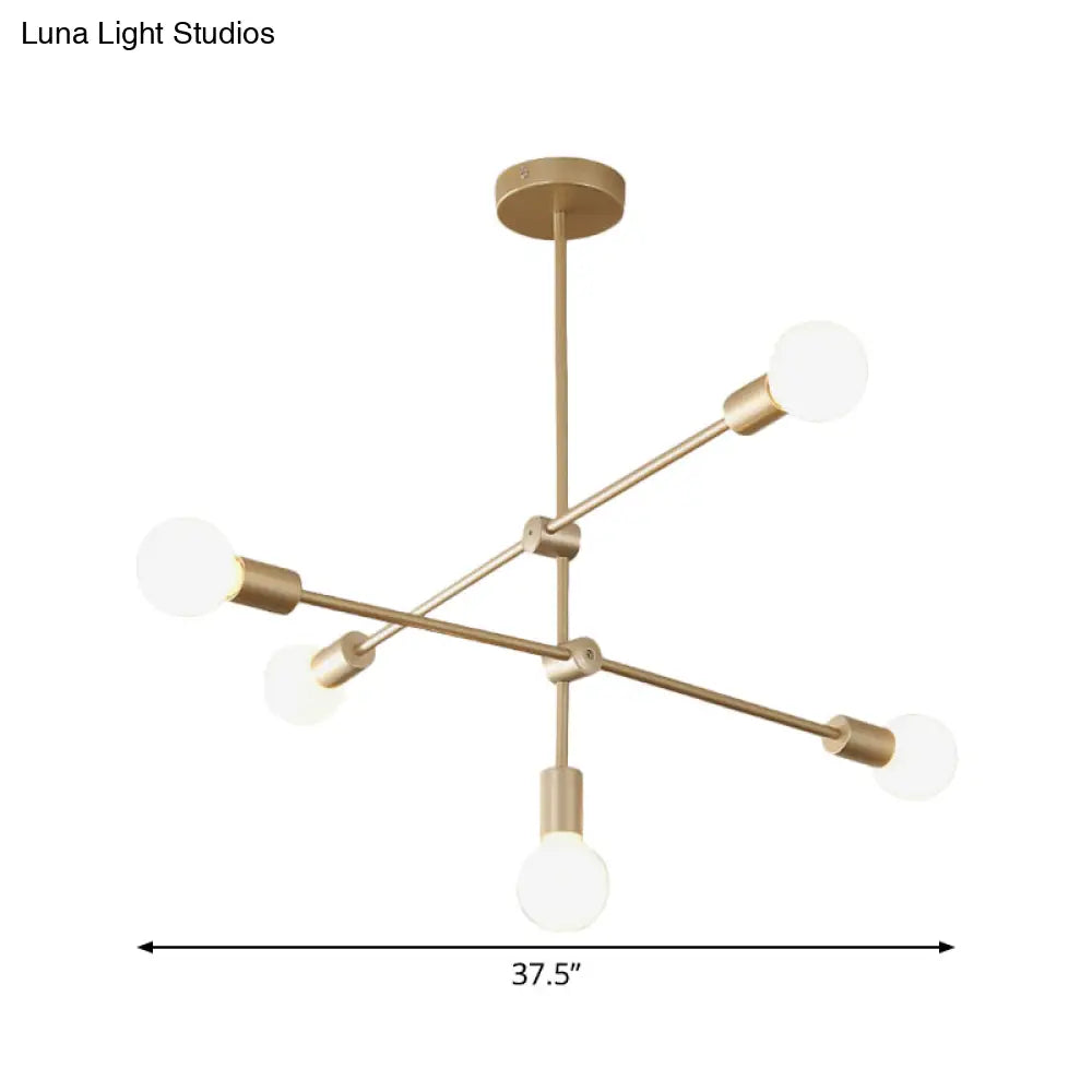 Postmodern Mobile Arm Metal Drop Lamp: 2/3-Tier Gold 4/5/7-Light Hanging Chandelier For Table