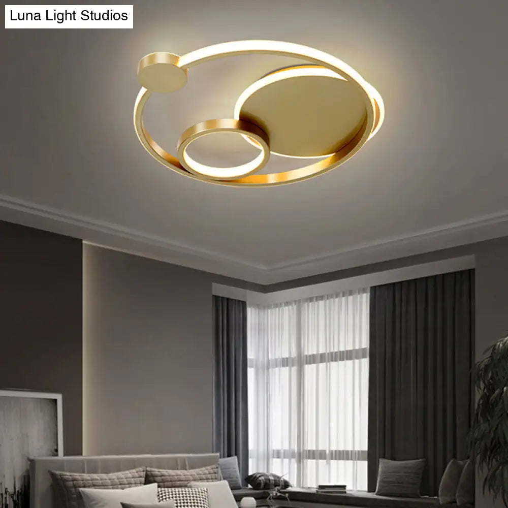 Modern Metal Led Flushmount Ceiling Lamp For Bedroom Gold / 16 White