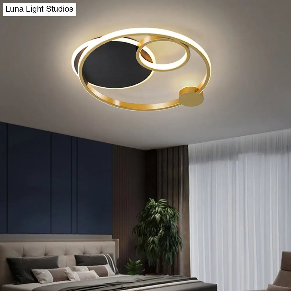 Postmodern Multi-Ring Metal Led Flush Mount Ceiling Lamp For Bedroom Light