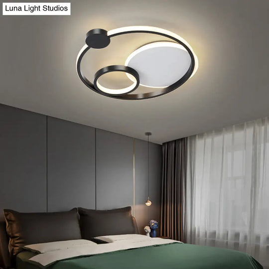 Modern Metal Led Flushmount Ceiling Lamp For Bedroom Black-White / 16 White