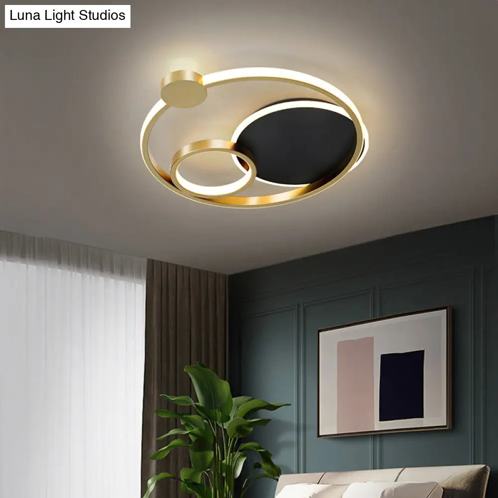 Postmodern Multi-Ring Metal Led Flush Mount Ceiling Lamp For Bedroom Light