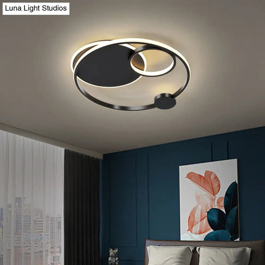 Modern Metal Led Flushmount Ceiling Lamp For Bedroom Black / 16 White