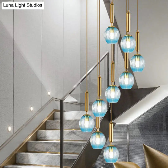 Modern Ombre Glass Ceiling Light Pendant For Living Room - Multi-Shaped And Stylish Suspension