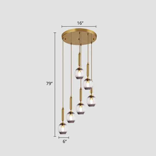 Postmodern Ombre Glass Ceiling Pendant Light For Living Room 6 / Smoke Gray