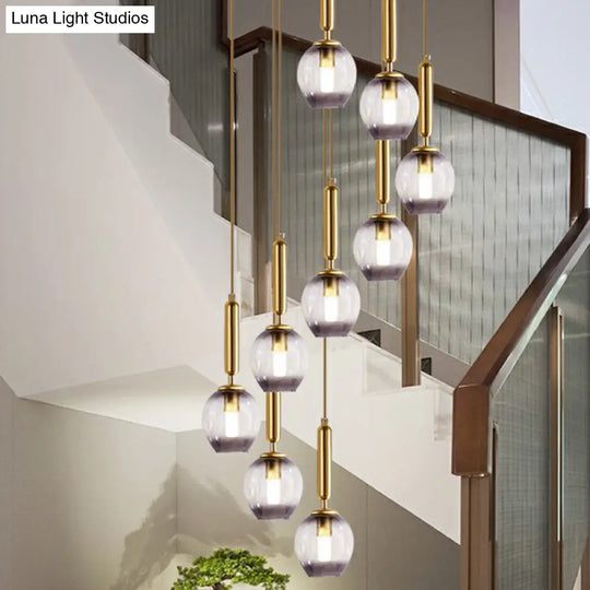 Modern Ombre Glass Ceiling Light Pendant For Living Room - Multi-Shaped And Stylish Suspension