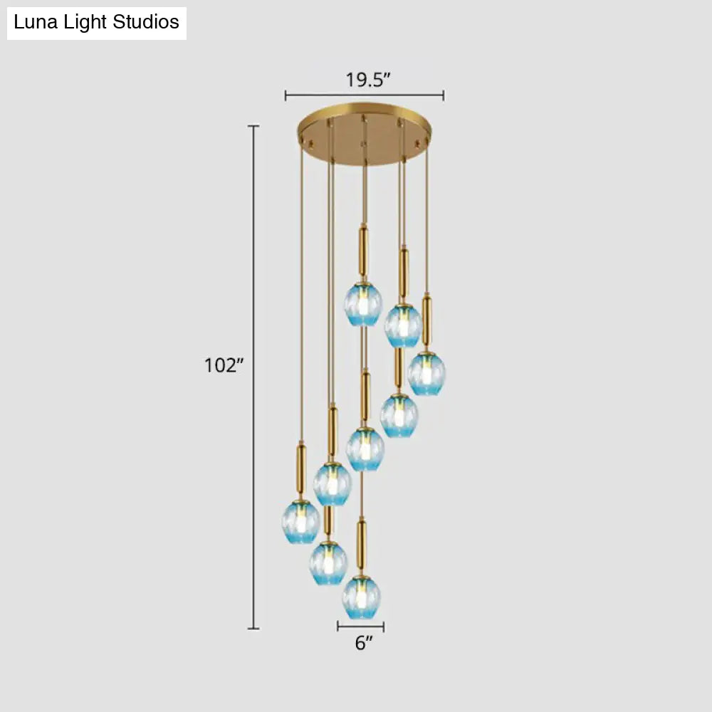 Modern Ombre Glass Ceiling Light Pendant For Living Room - Multi-Shaped And Stylish Suspension 9 /