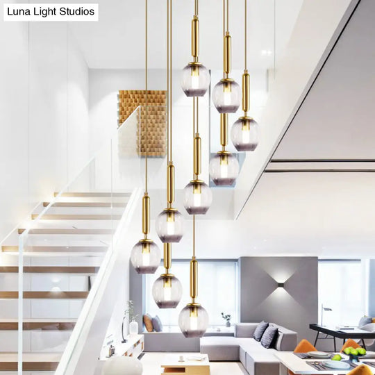 Modern Ombre Glass Ceiling Light Pendant For Living Room - Multi-Shaped And Stylish Suspension