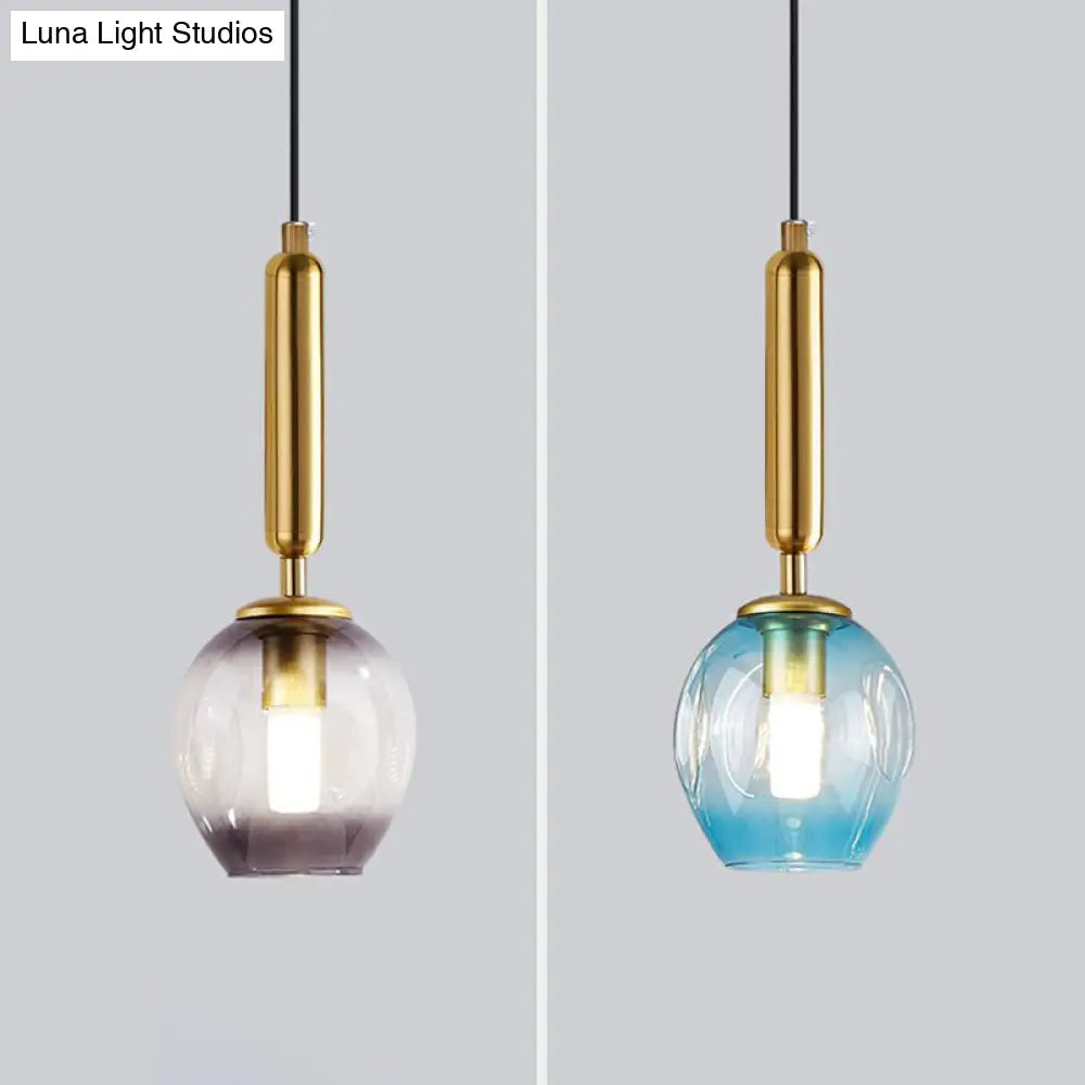 Modern Ombre Glass Ceiling Light Pendant For Living Room - Multi-Shaped And Stylish Suspension