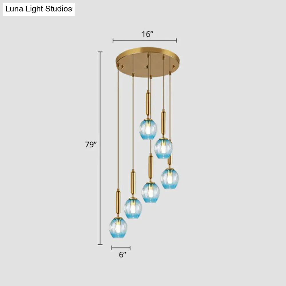 Modern Ombre Glass Ceiling Light Pendant For Living Room - Multi-Shaped And Stylish Suspension 6 /