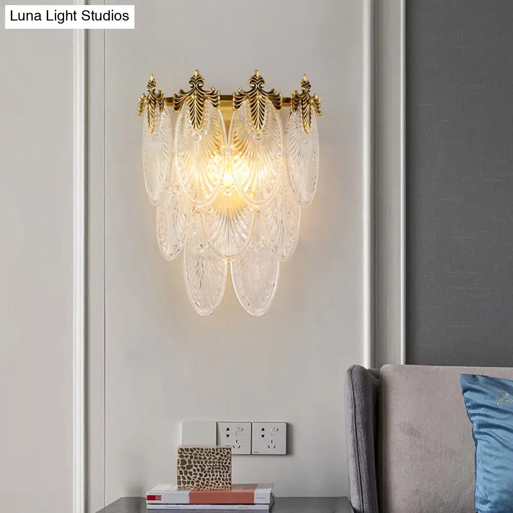 Postmodern Oval Glass Wall Sconce Light Fixture With Gold Finish