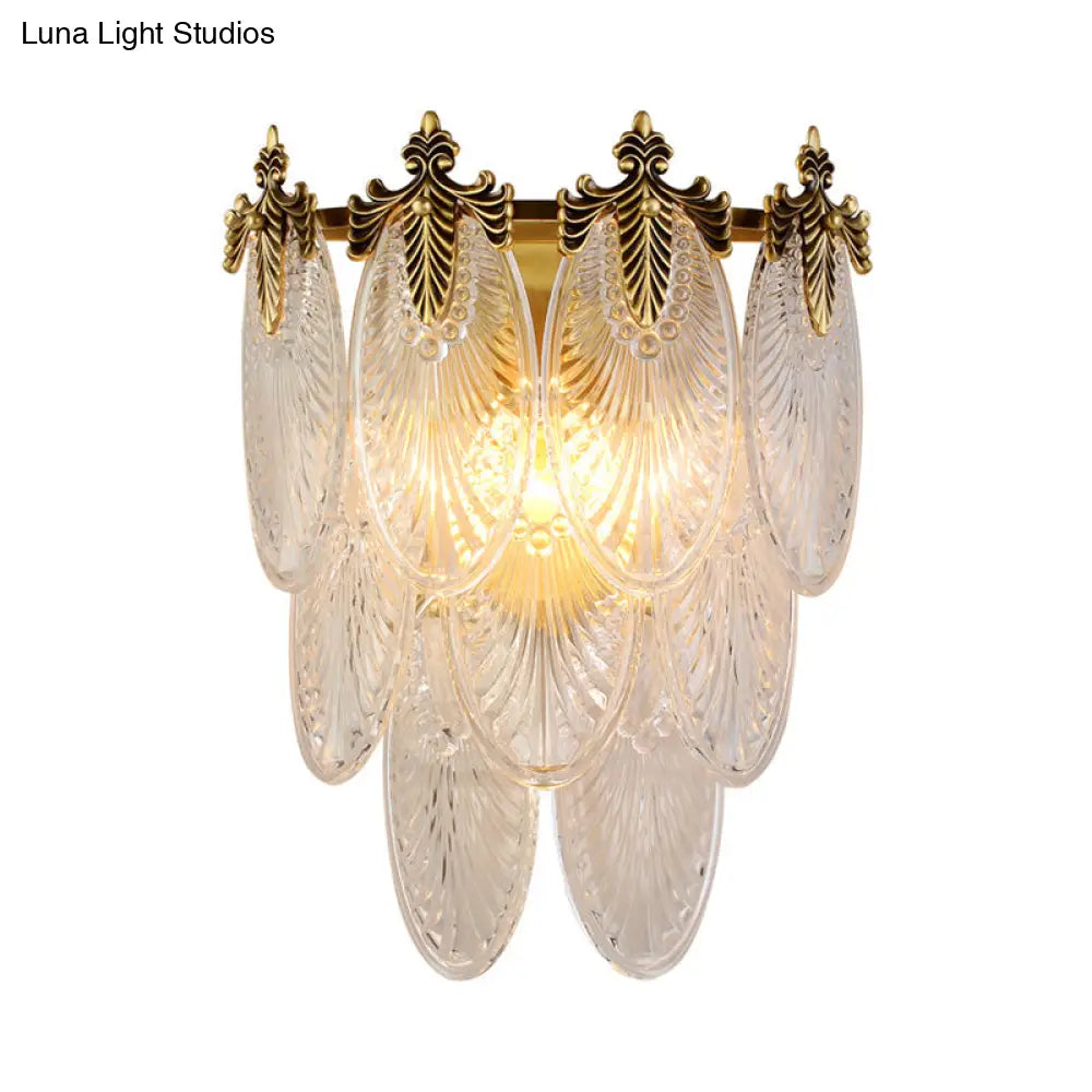 Postmodern Oval Glass Wall Sconce Light Fixture With Gold Finish