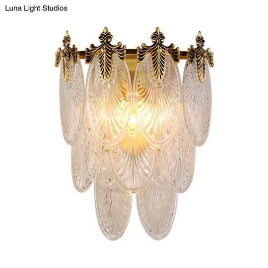 Postmodern Oval Glass Wall Sconce Light Fixture With Gold Finish