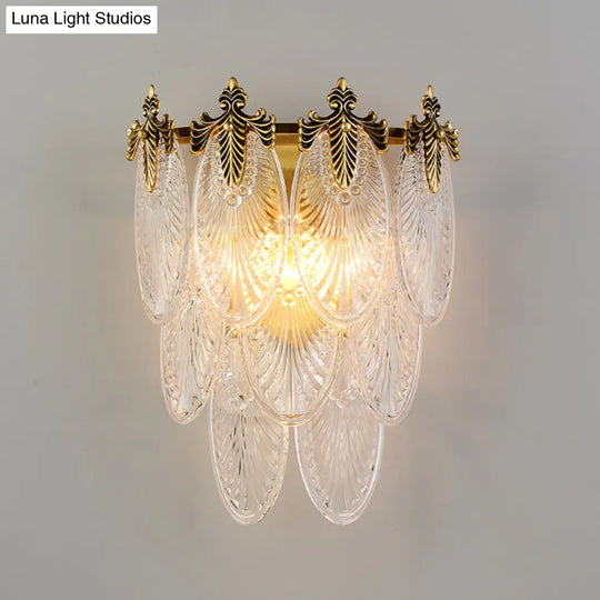 Postmodern Oval Glass Wall Sconce Light Fixture With Gold Finish