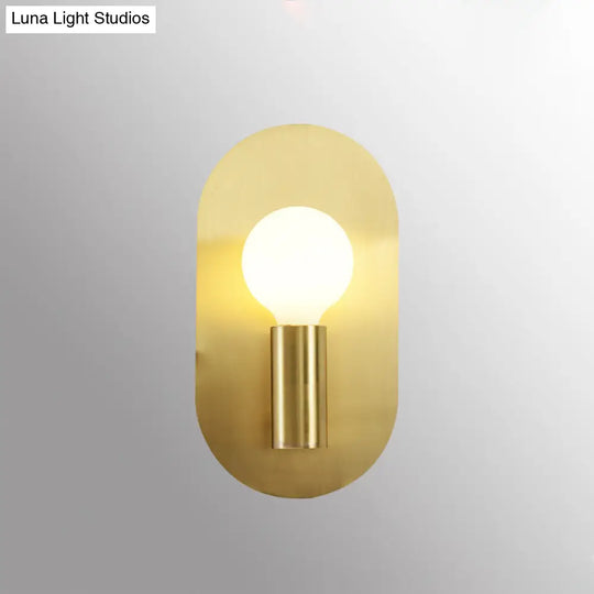 Postmodern Oval Metallic Wall Light: 1-Light Brass Lamp