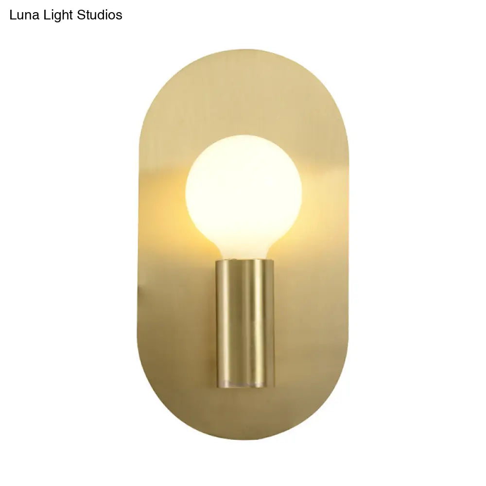 Postmodern Oval Metallic Wall Light: 1-Light Brass Lamp