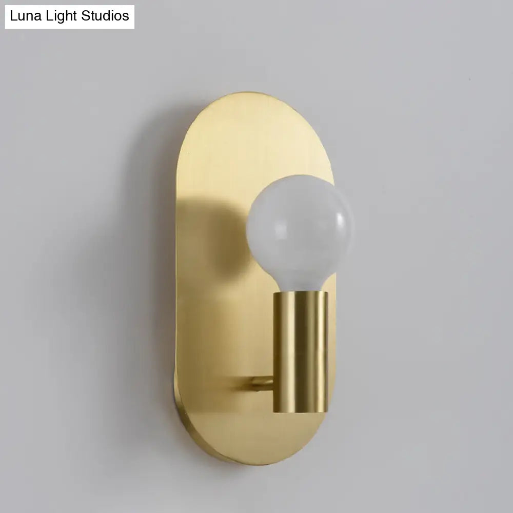 Postmodern Oval Metallic Wall Light: 1-Light Brass Lamp