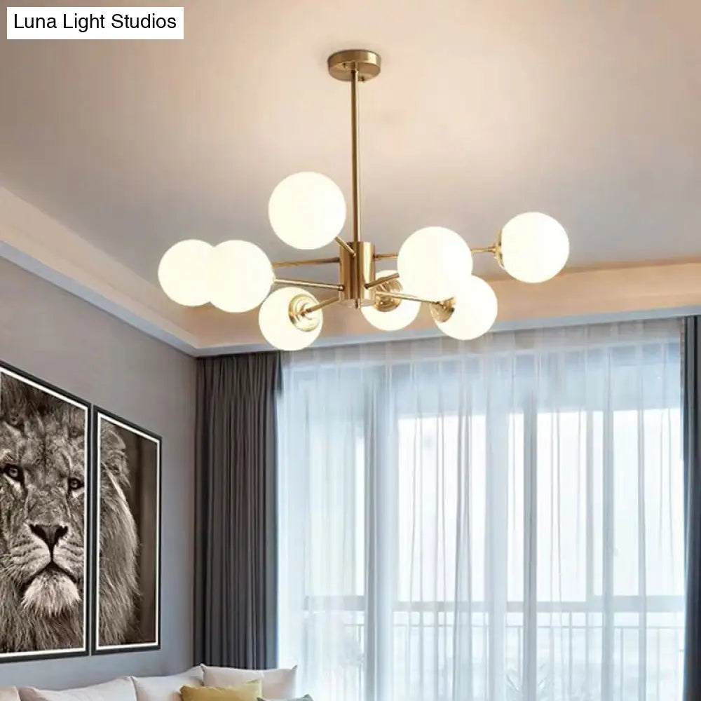 Modern Chandelier With Glass Ball Shade For Dining Room Ceiling 8 / Cream