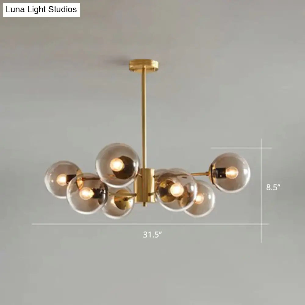 Modern Chandelier With Glass Ball Shade For Dining Room Ceiling 8 / Coffee