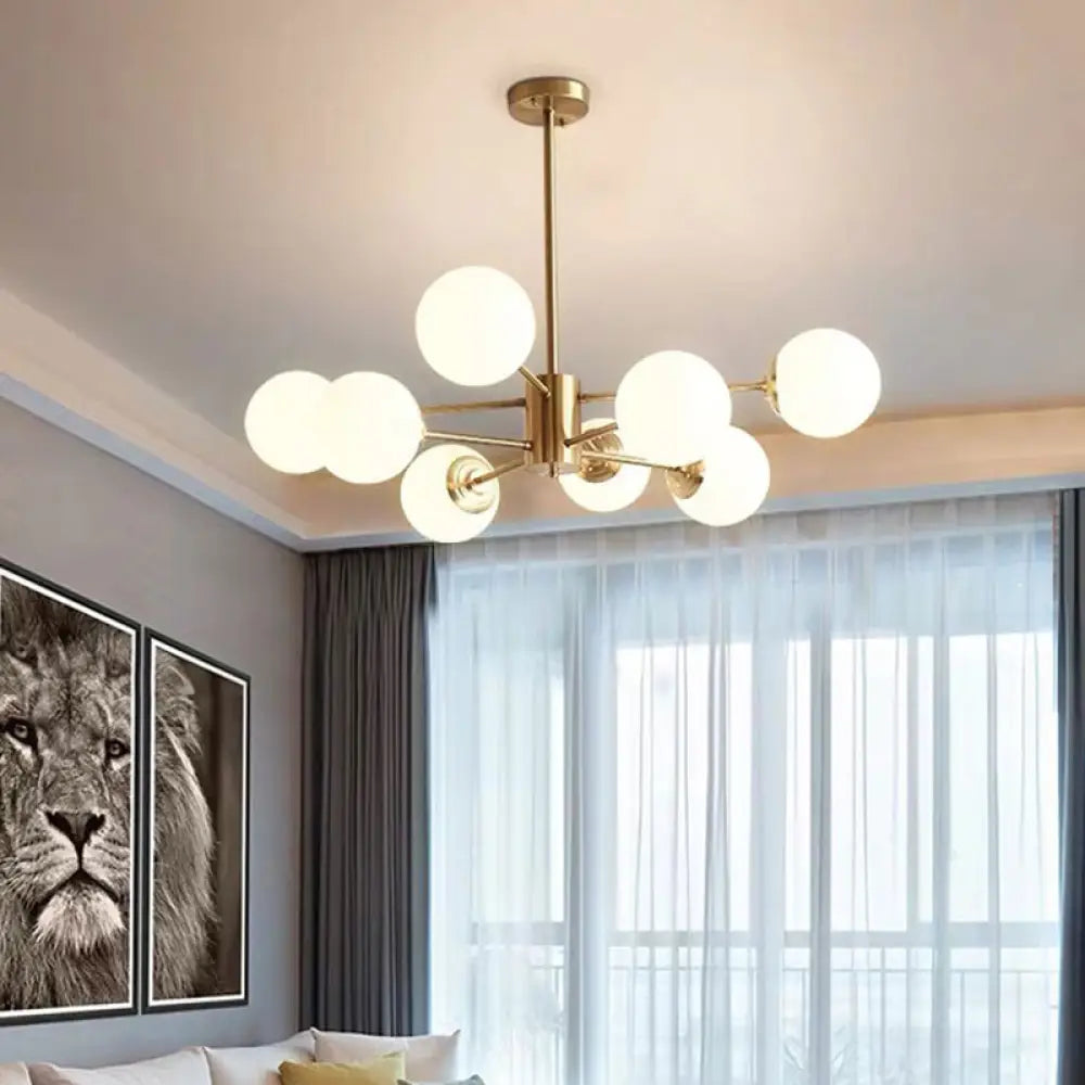 Postmodern Radial Ball Glass Chandelier - Stylish Ceiling Light For Dining Room 8 / Cream