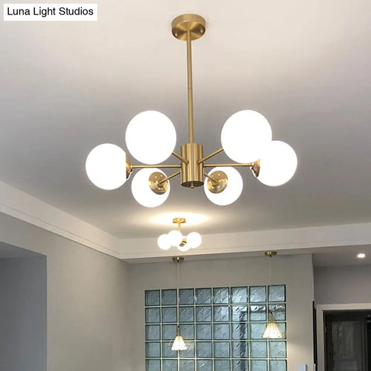 Modern Chandelier With Glass Ball Shade For Dining Room Ceiling 6 / Cream