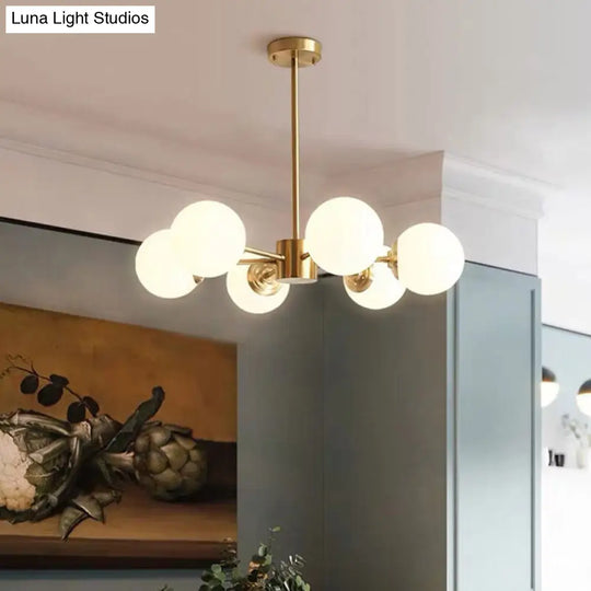 Modern Chandelier With Glass Ball Shade For Dining Room Ceiling
