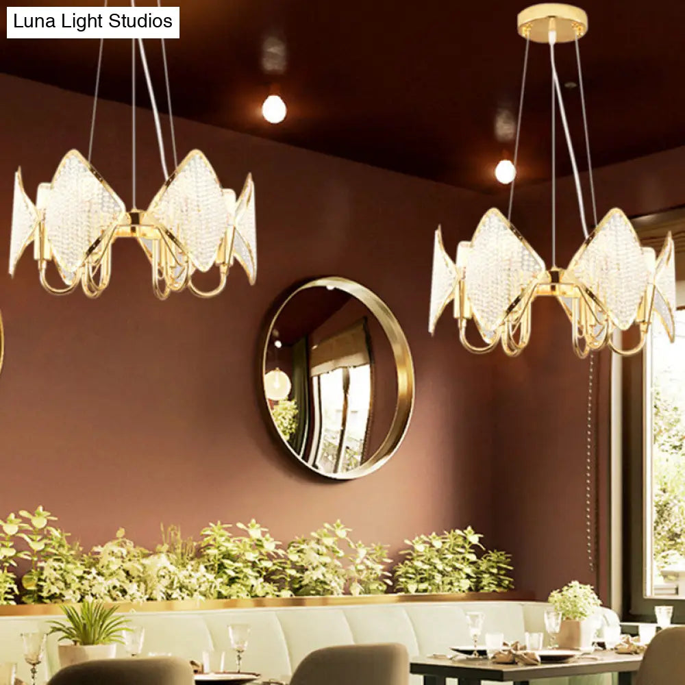 Postmodern Metal Chandelier With Rhombus Crystal Shade For Living Room Ceiling Lighting Gold / 1