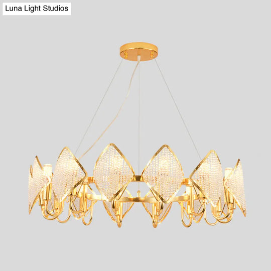 Postmodern Metal Chandelier With Rhombus Crystal Shade For Living Room Ceiling Lighting Gold / 1