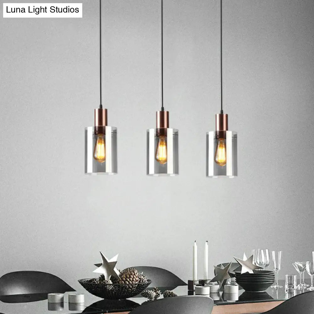 Postmodern Rose Gold Bottle Pendant Light With Smoke Grey Glass