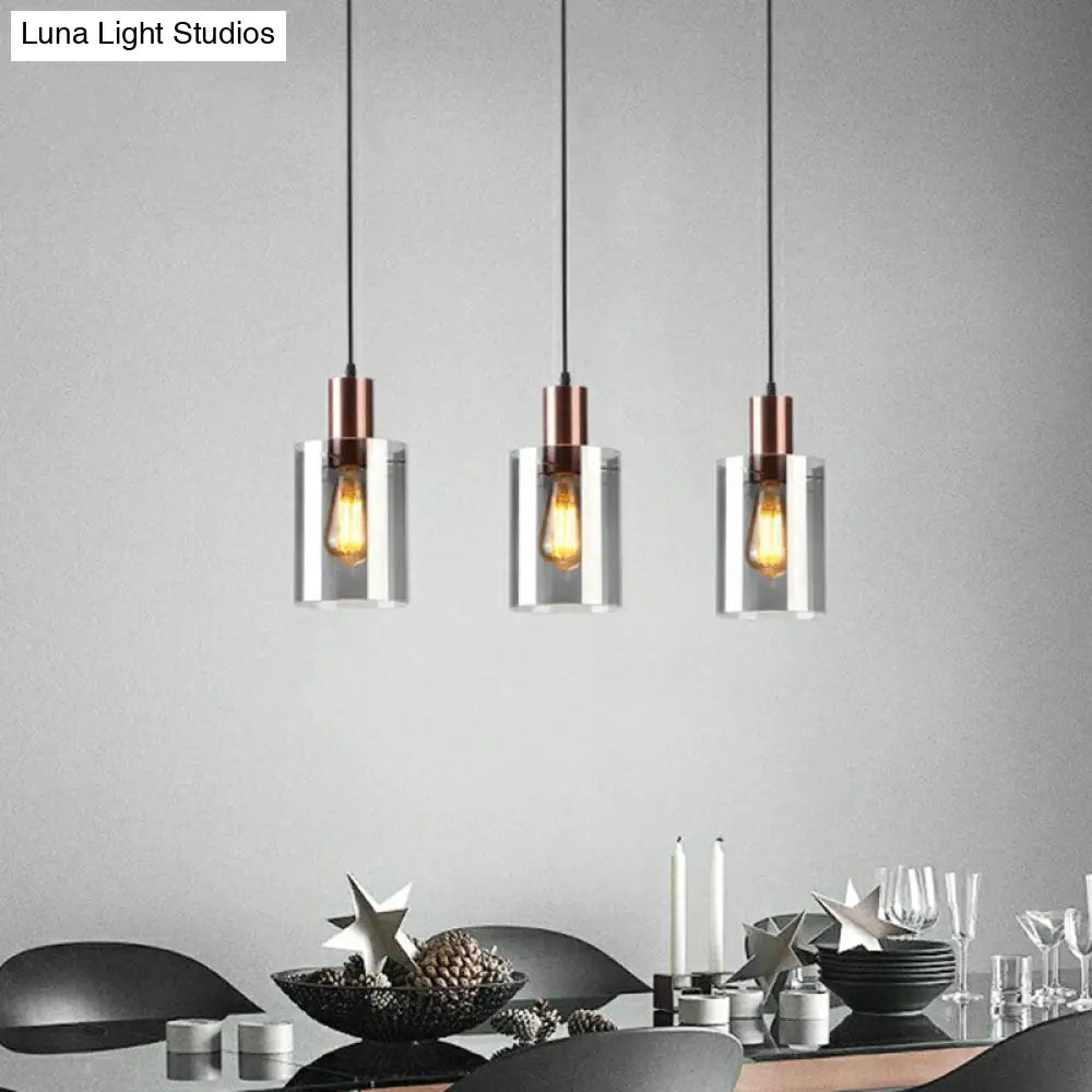 Smoke Grey Glass Pendant Light - Rose Gold Bottle Shaped Postmodern Hanging Fixture